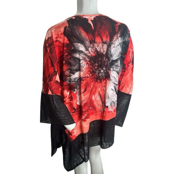Scapa Lauren Perre Asymmetrical Mesh Net Floral Sheer Artsy Party Top Size XL - Picture 4 of 7